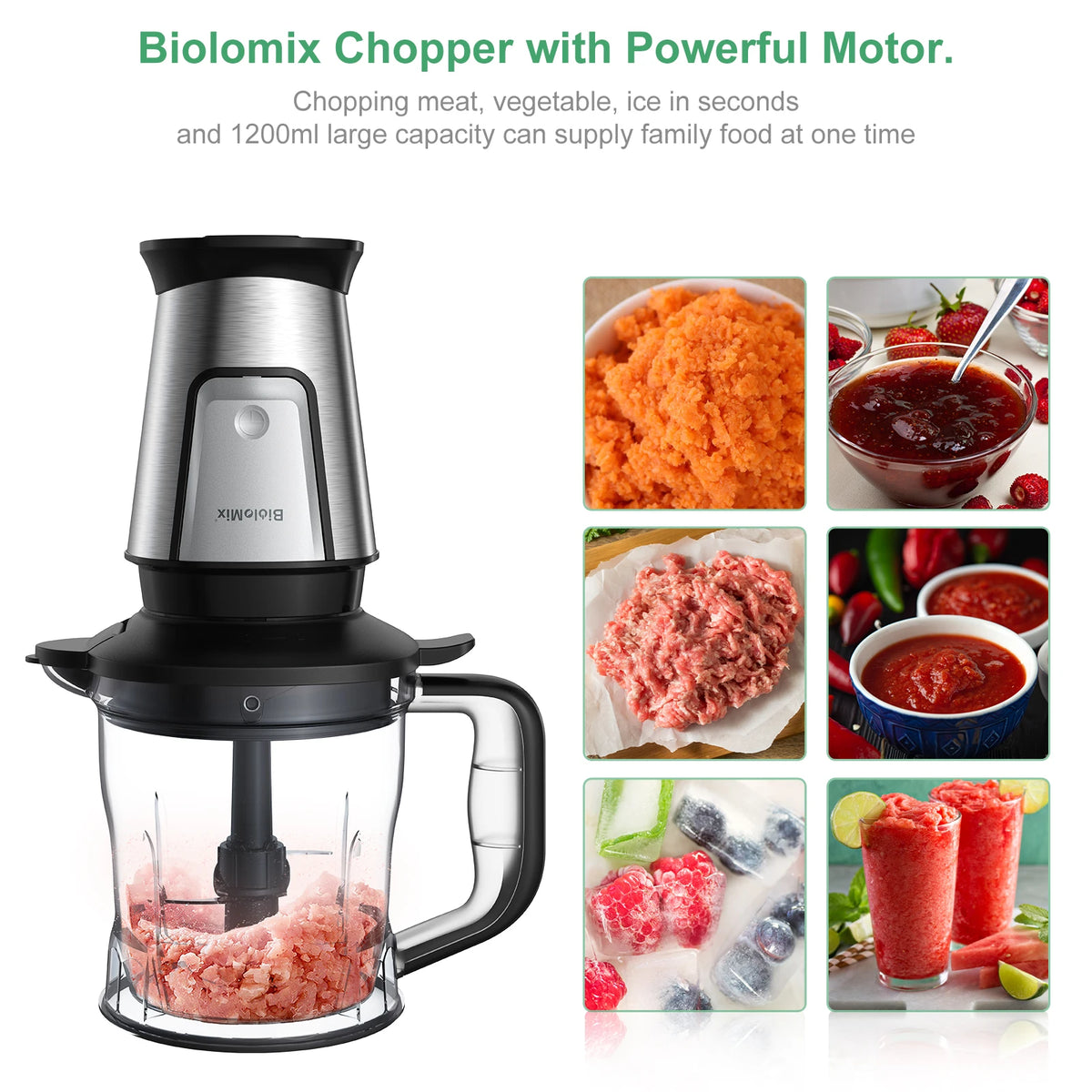 Biolomix 3-In-1 Food Processor 700w Juicer Blender Personal
