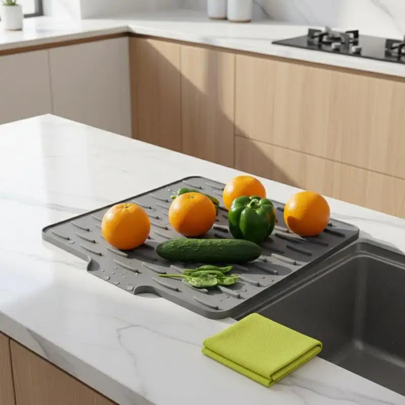 Silicone Dish Drying Mat Durable Tilted Water Drain