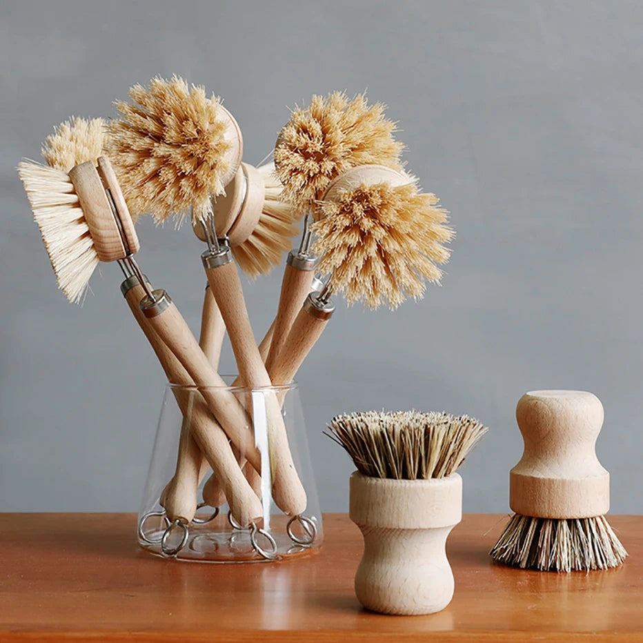 Bamboo Cleaning Brush Natural Dishes Pots Pans Sink