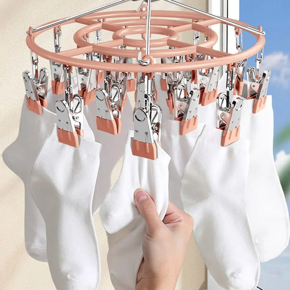 Stainless Steel Clothes Drying Rack Non-Slip 18/24 Clips