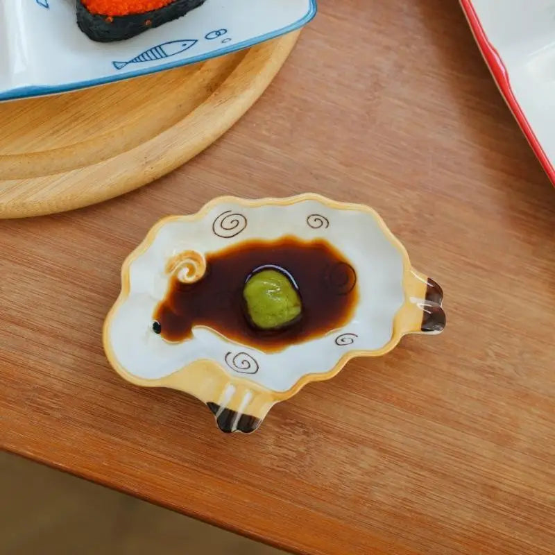 1pcs Cute Alpaca Shaped Ceramic Dipping Sauce Dish