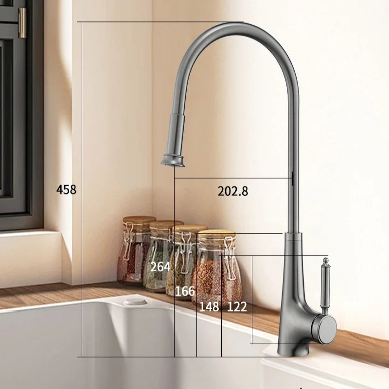 Pink Pull-Out Faucet Stainless Steel Sink Faucet 360