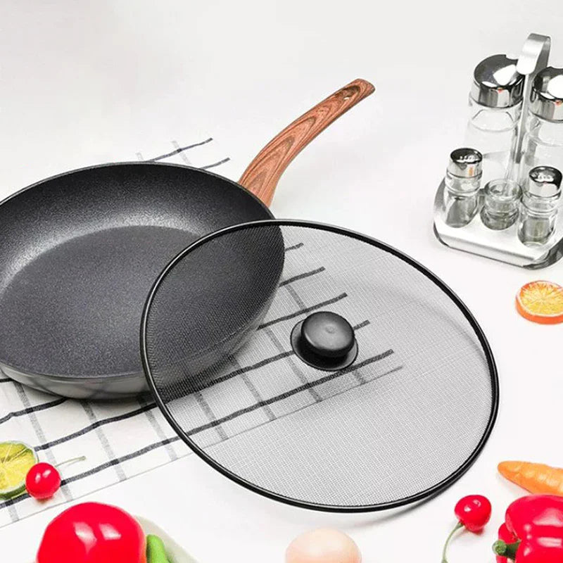 Black Splatter Screen Anti Grease Frying Pan Oil
