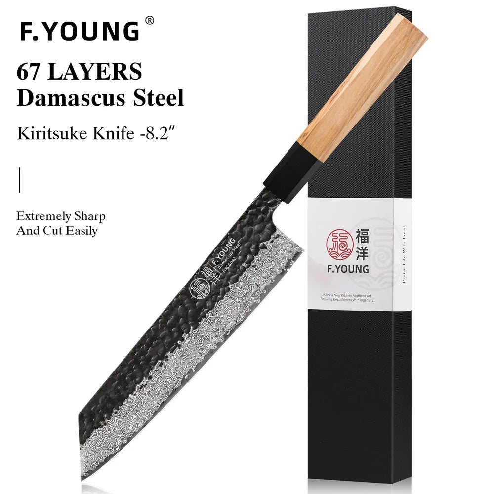 Young Damascus Steel Knives Japanese Hand Forged Chef