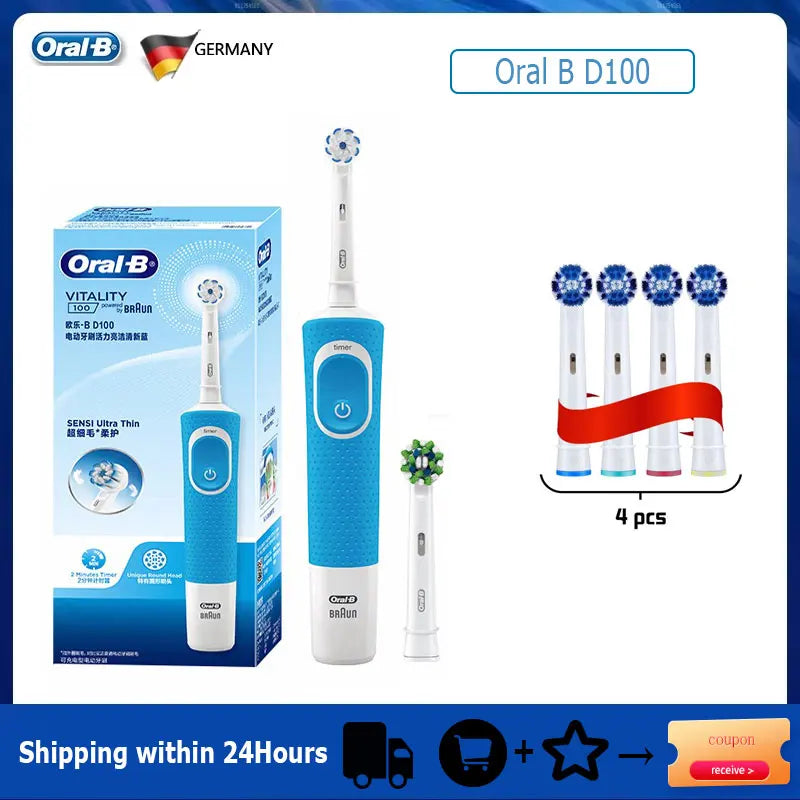 Oral D100 Electronic Toothbrush Adult Rechargeable Cross Action