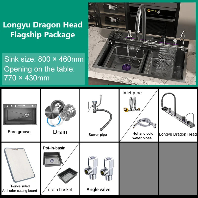 Modern Stainless Steel Sink Sinks Digital Display Large