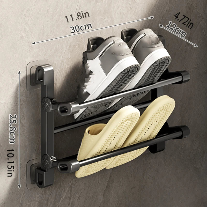Wall Mounted Shoe Rack Punch Slipper Rack Bathroom