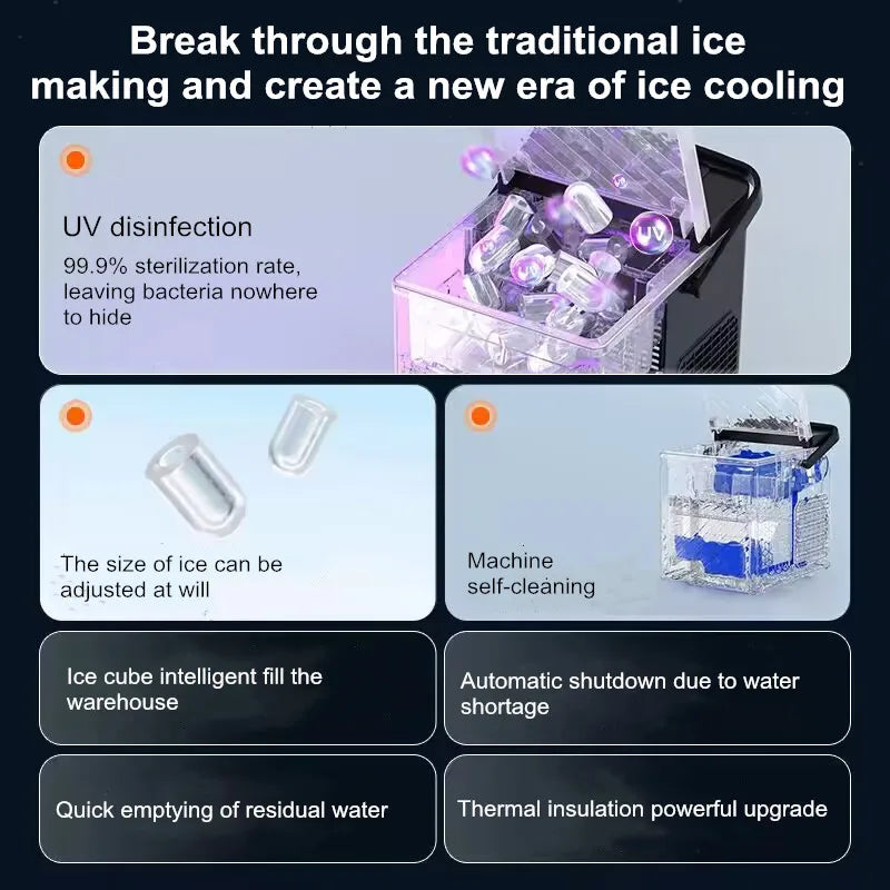 15kg/Day Automatic Ice Maker Machine Compact Home/Dorm/Outdoor