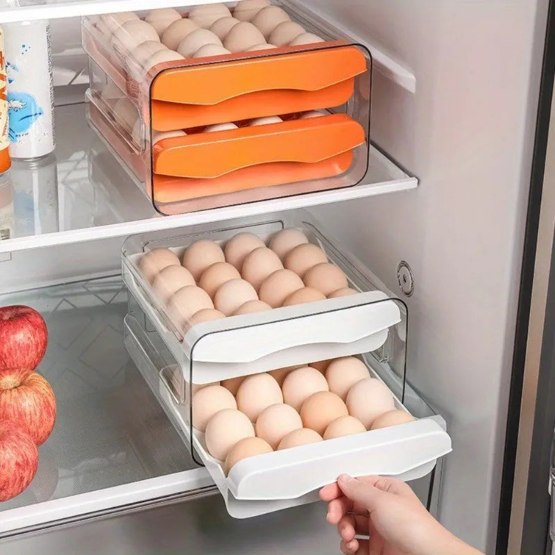Double Layer Pull-Out Drawer Egg Holder Refrigerator Egg