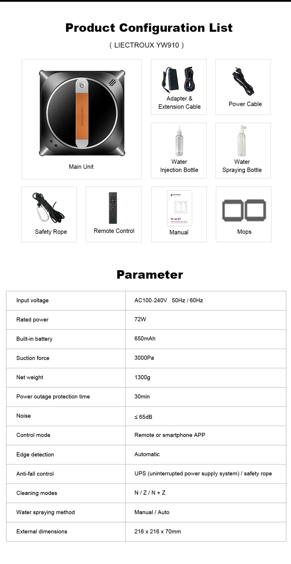 Window Cleaning Robot Liectroux Yw910 Double Water Spray