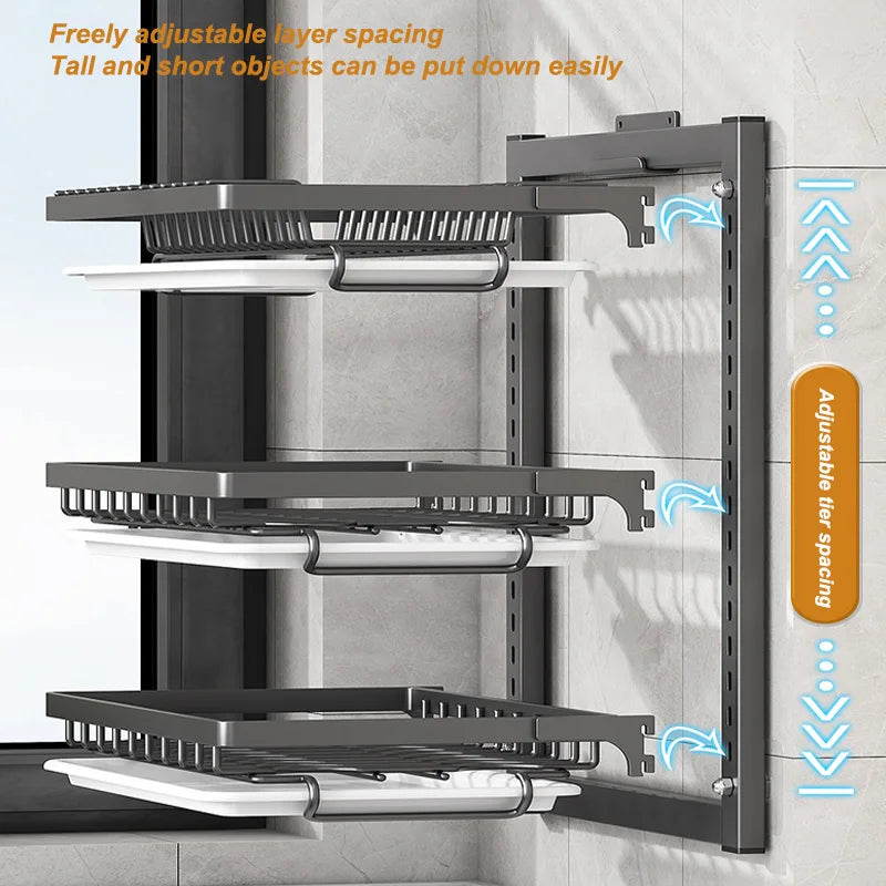 Layer Dish Rack Wall Mounted Storage Rack No-Hole