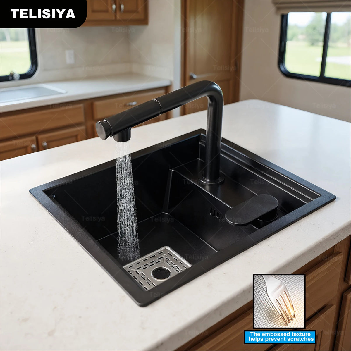 Hidden Sink Stainless Steel Bar Sinks Apartment Embossed