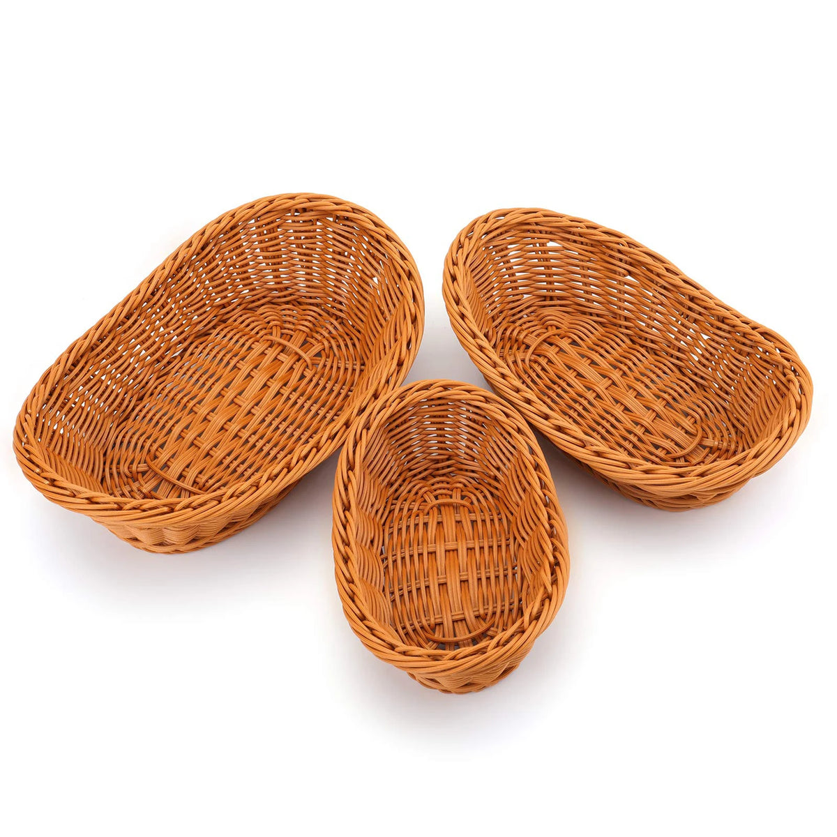 Handmade Oval Rattan Bread Basket Woven Food Fruit