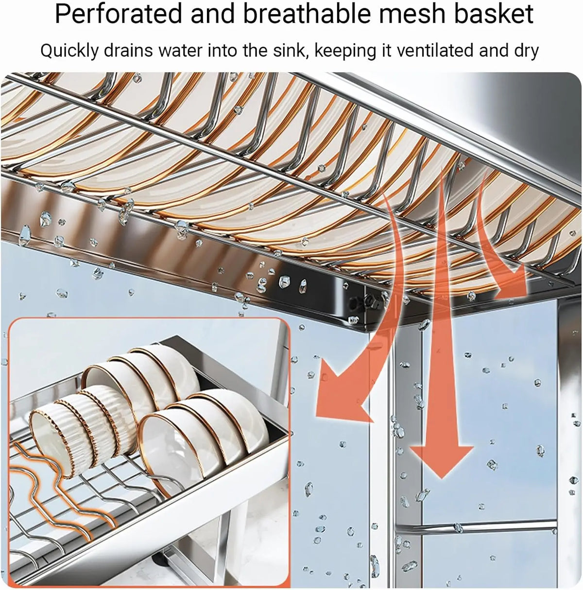 304 Stainless Steel Sink Rack Multi-Functional Dish Drainer