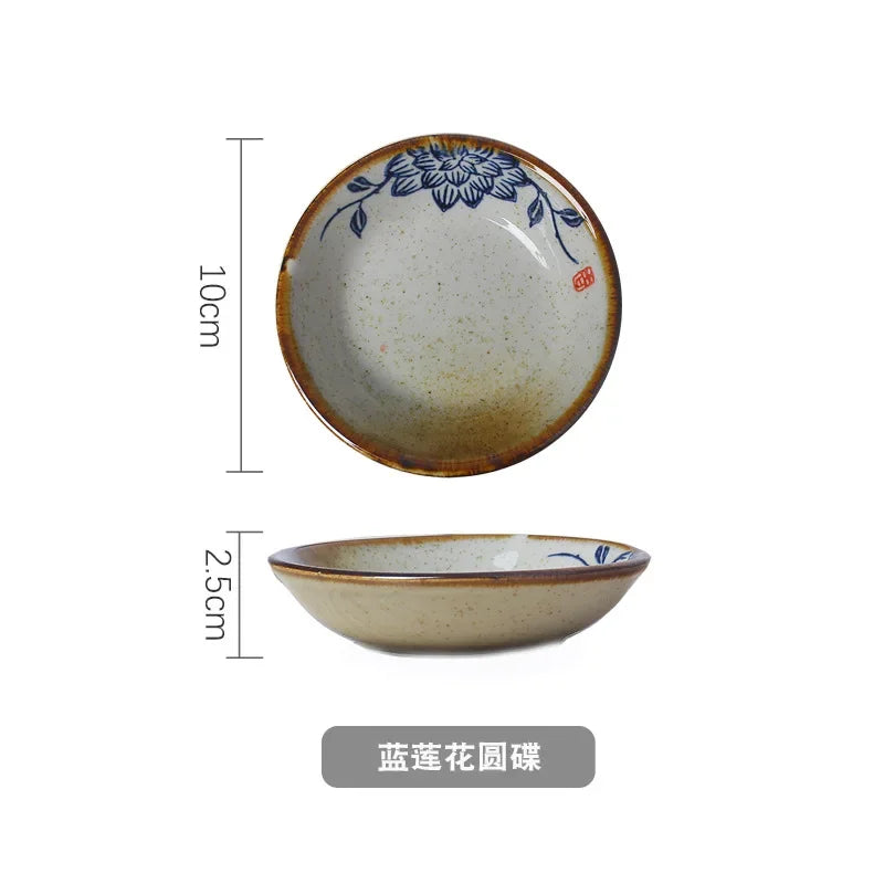 Ceramic Seasoning Dish Japanese Willow Porcelain Taste Dish