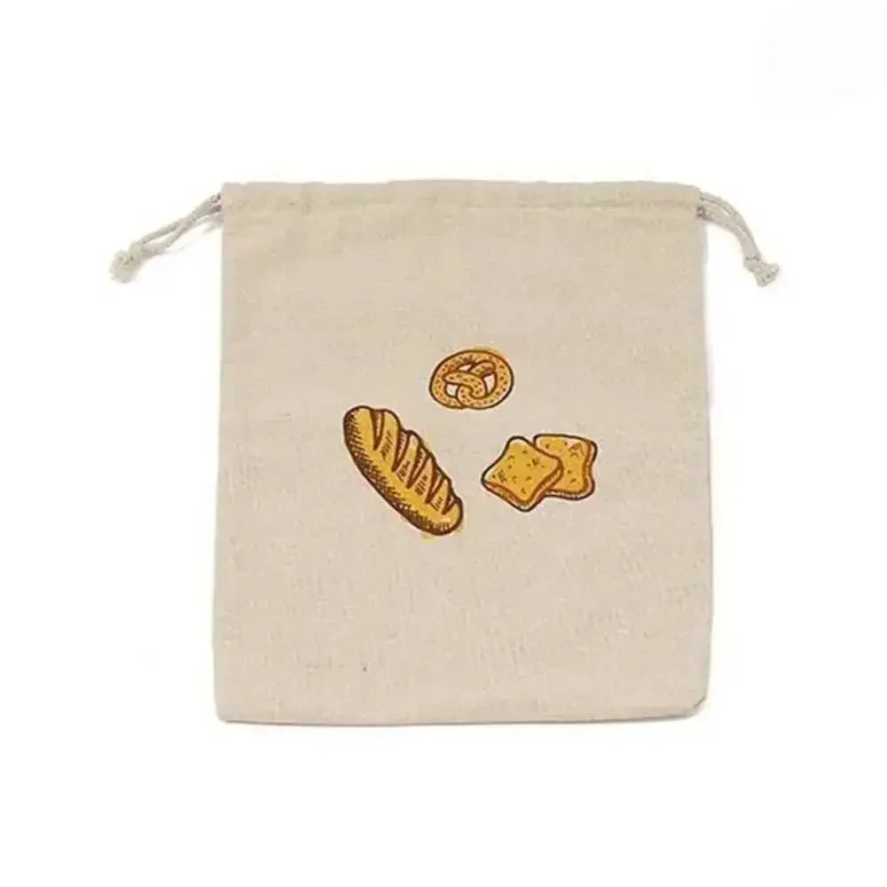 Linen Bread Bags Reusable Homemade Drawstring Loaf Bag