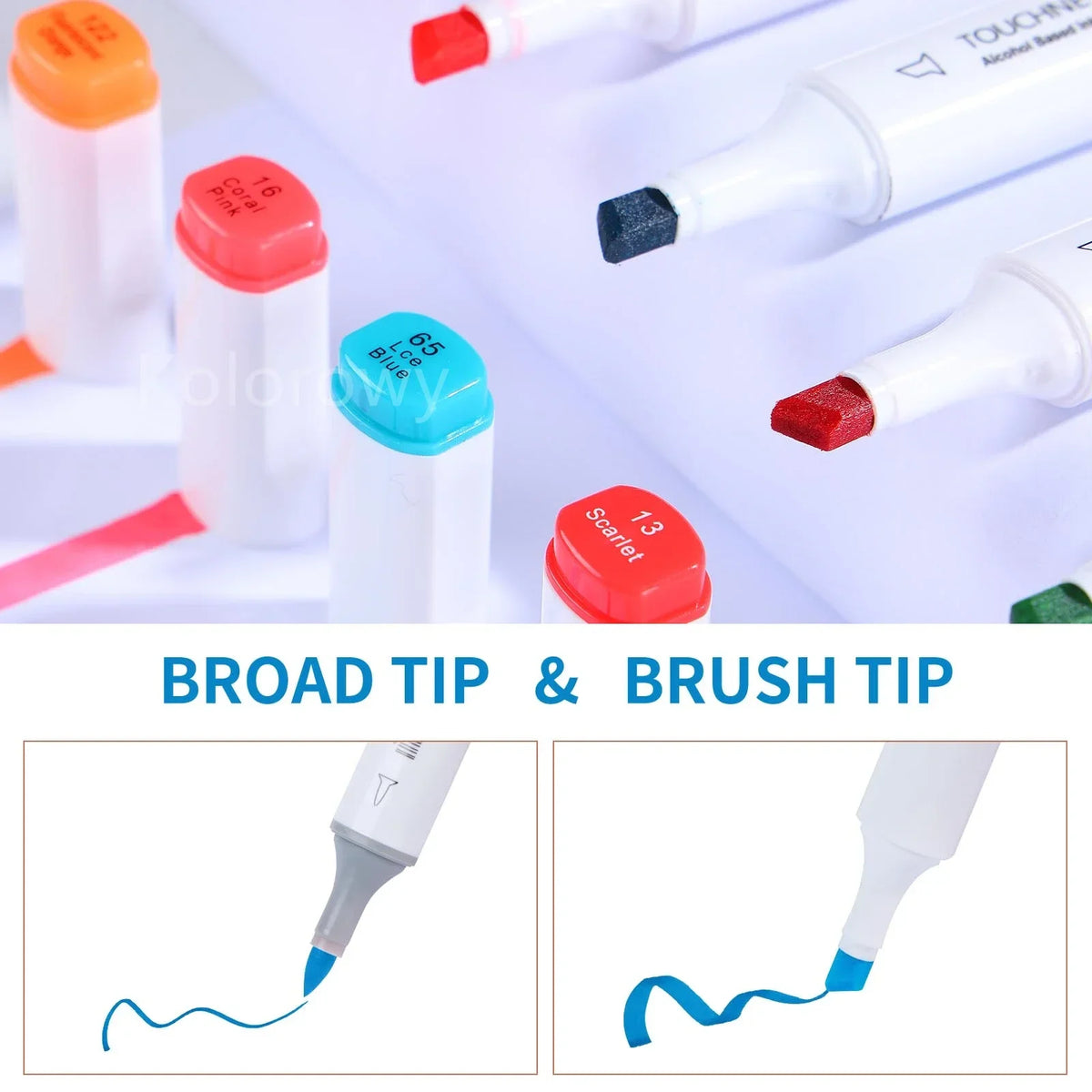 Touchnew Alcohol Markers Soft Brush Tip Brush Markers
