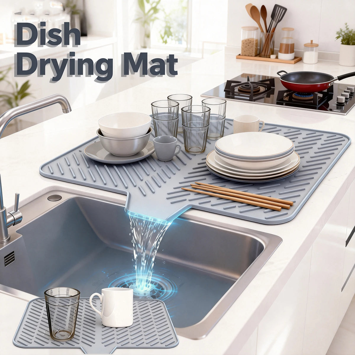 Dish Drying Mat Ultra Absorbent Silicone Drying Mats
