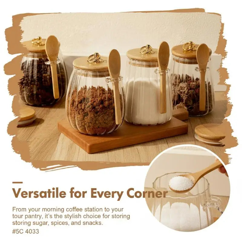 Airtight Food Containers Storage Pots Glass Jar Lid