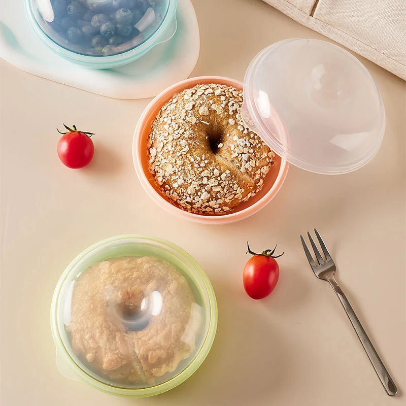 Bread Box Microwavable Transparent Round Shape Food Container