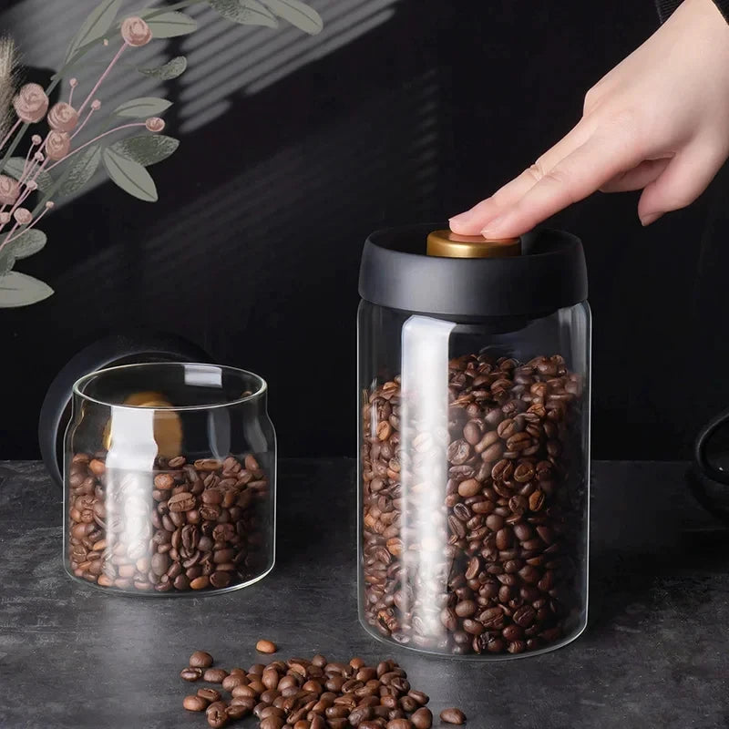 Coffee Beans Vacuum Sealed Jar Transparent Glass Food