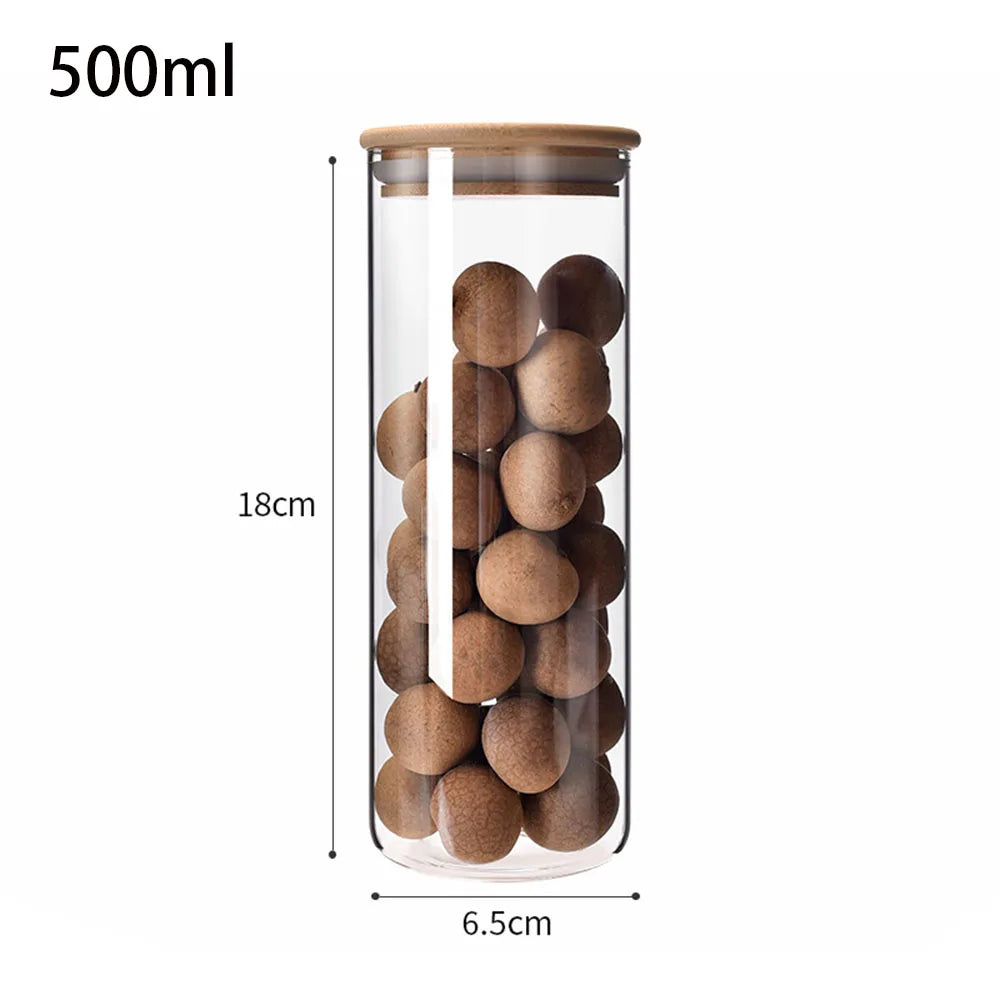 4/8pcs 250ml 500ml 1000ml Glass Jar Bamboo Lid