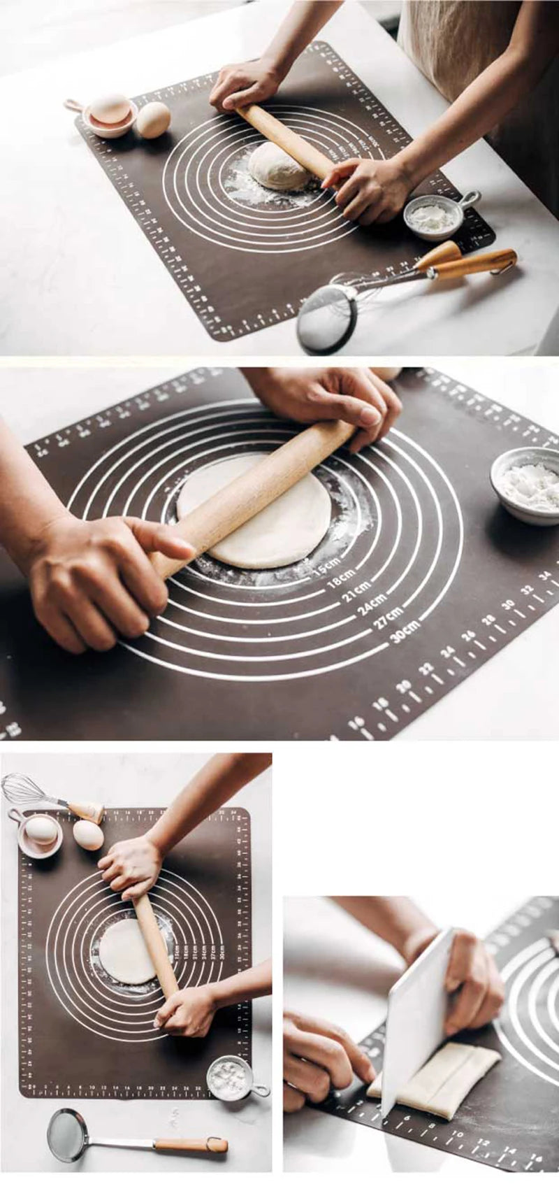 30x40cm Silicone Pastry Mat Non-Stick Thickening Mat Rolling