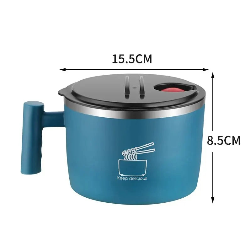 Stainless Steel Bowl Lid Instant Noodles Sealed Drain