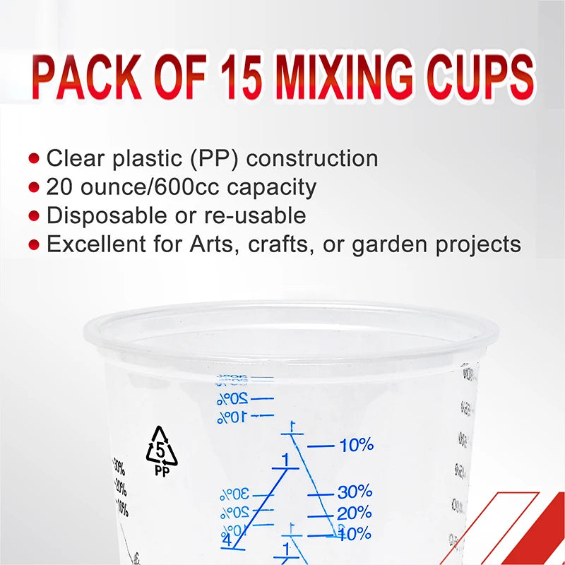 50pcs 600ml Disposable Clear Plastic Paint Mixing Cups