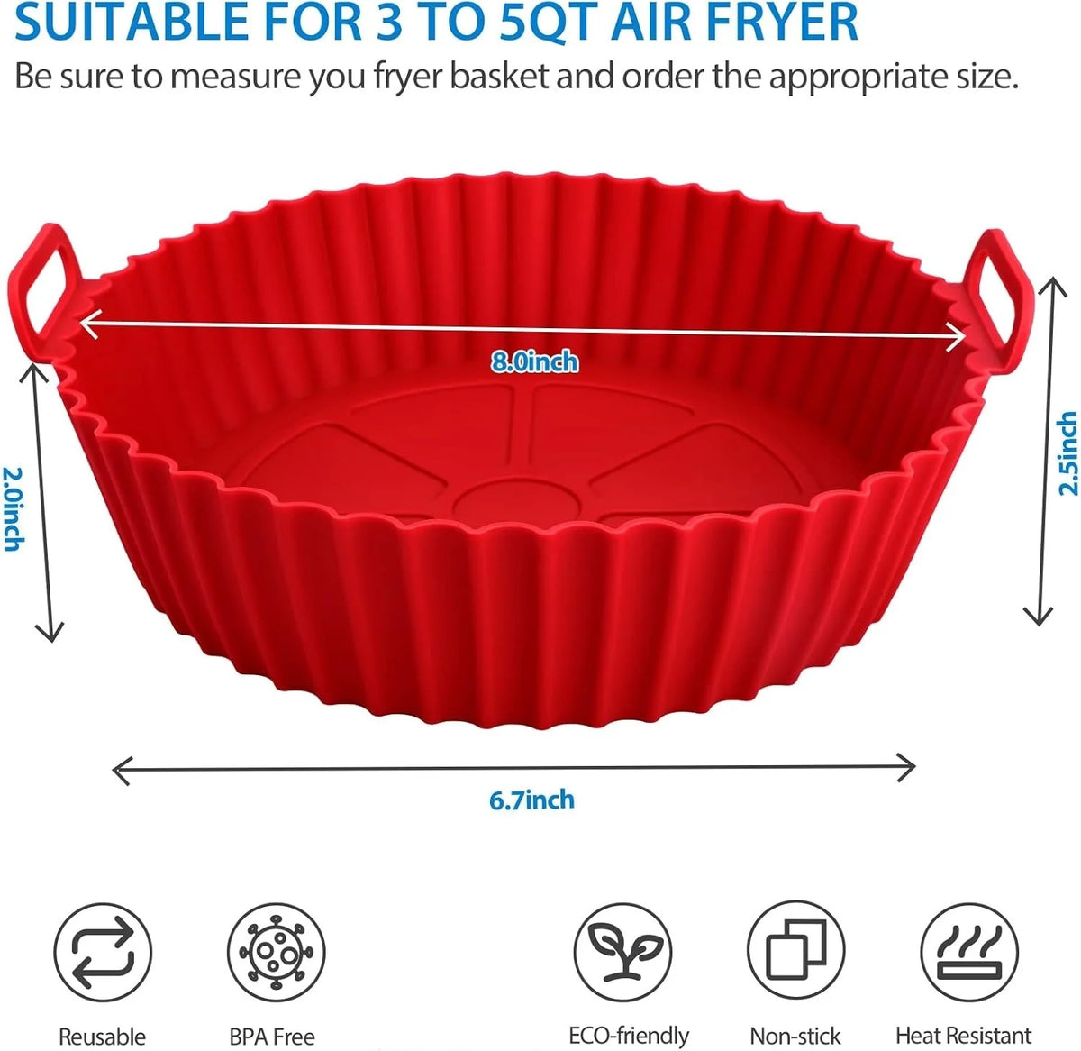 1pc Air Fryer Silicone Baking Tray Mat Circular
