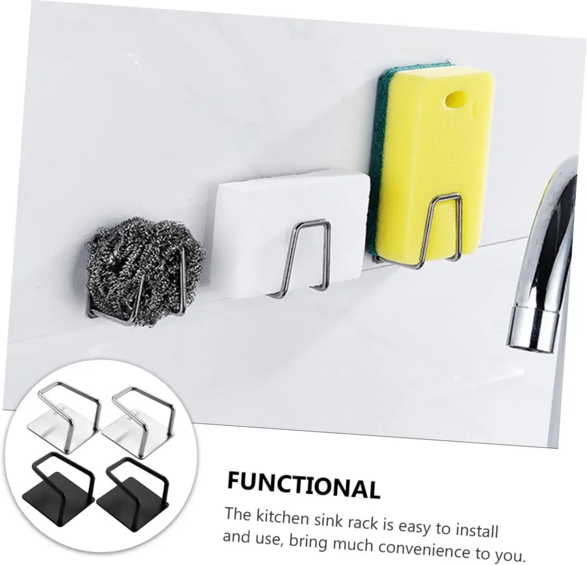 Sponge Rack Self-Adhesive Sink Sponge Drain Rack 304