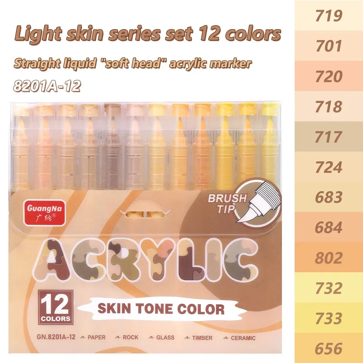 12-408 Colors Acrylic Paint Pen Acrylic Markers Brush