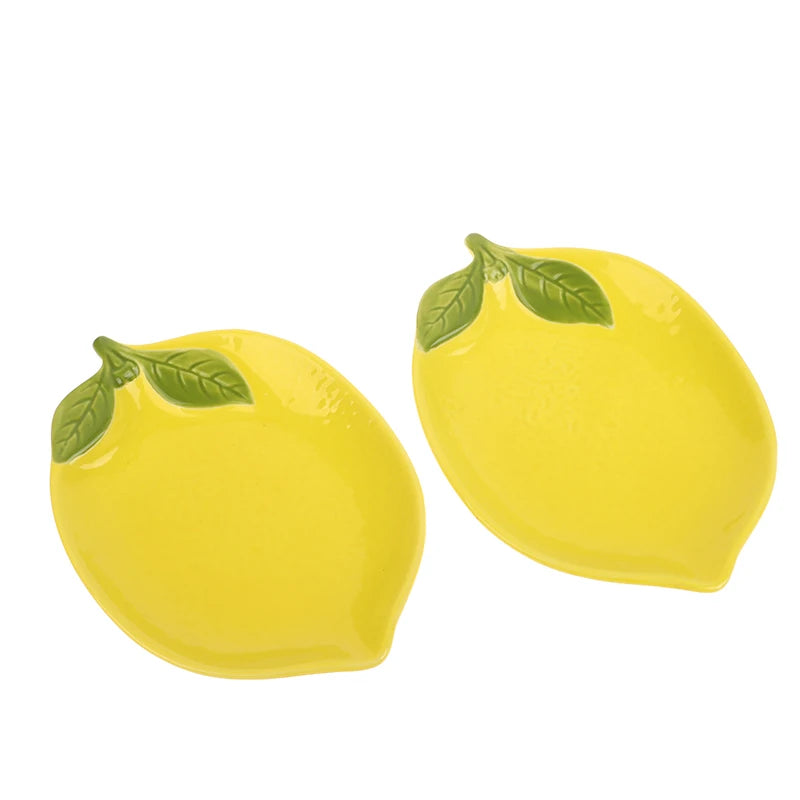 Creative Cartoon Lemon Shaped Ceramic Dish Salad Dish