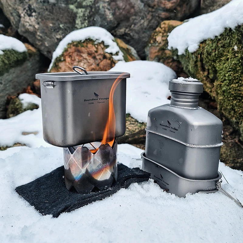 Boundless Voyage Cooking Titanium Military Canteen Bottle Outdoor