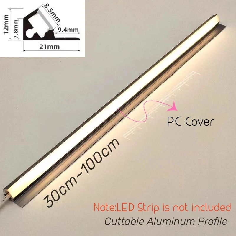 Ultra-Thin Led Cabinet Shelf Edge Aluminum Profile 45