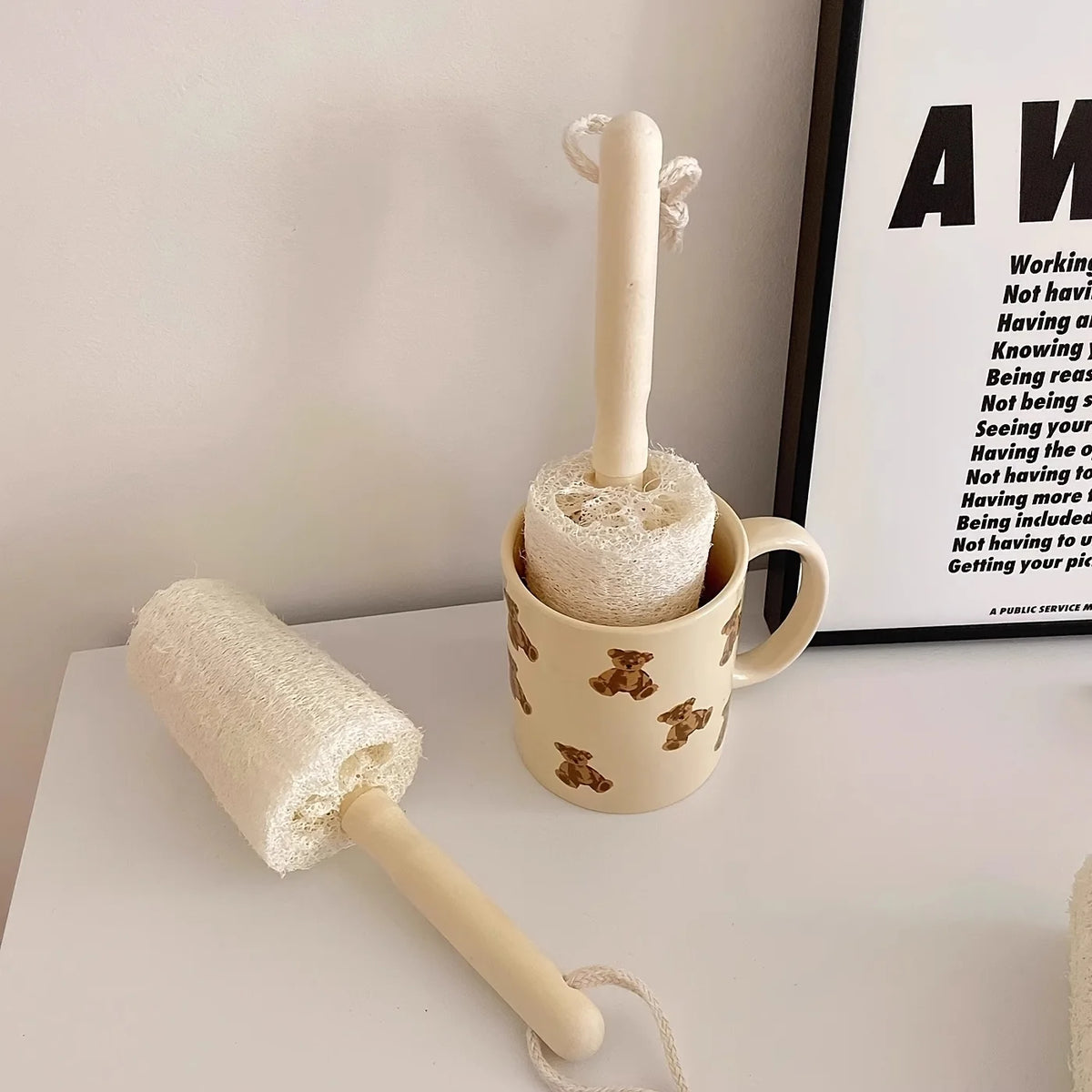 Wooden Handle Loofah Bottle Brush Pc - Eco-Friendly