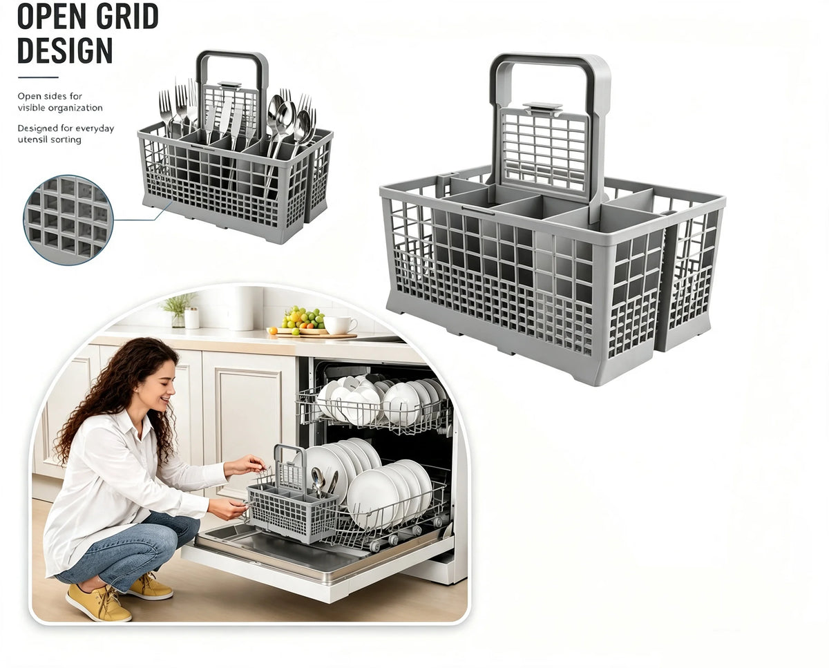 Dishwasher Cutlery Basket Handle Utensil Storage Organizer