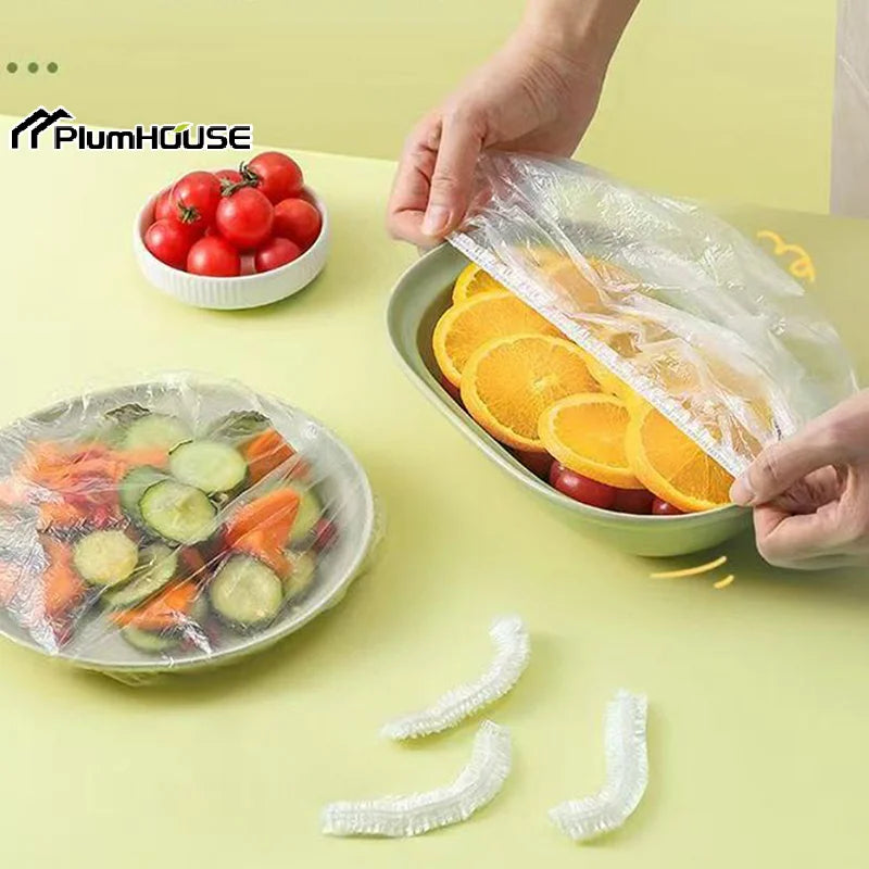 350/500pcs Disposable Food Cover Fruit Food Cover Elastic