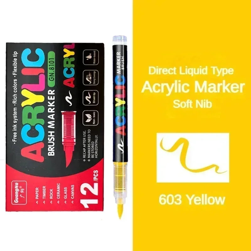 Guangna 360/12 Colors Acrylic Paint Pens Markers Brush