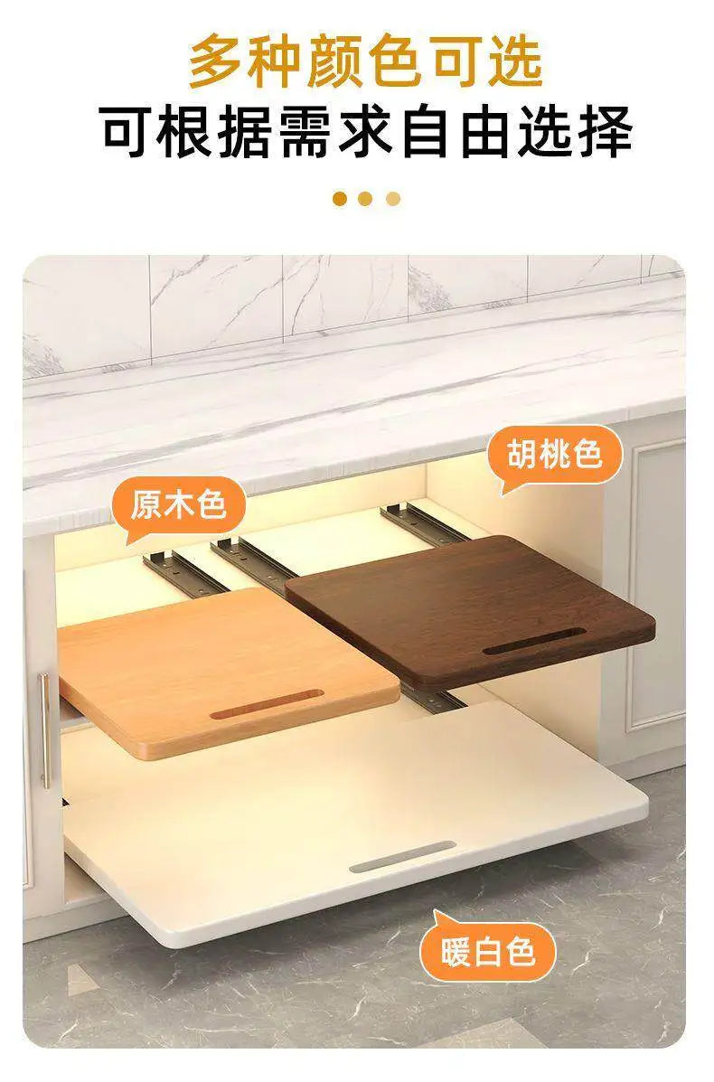 Solid Wood Pull-Out Tray Slide-Out Rack Microwave Rice