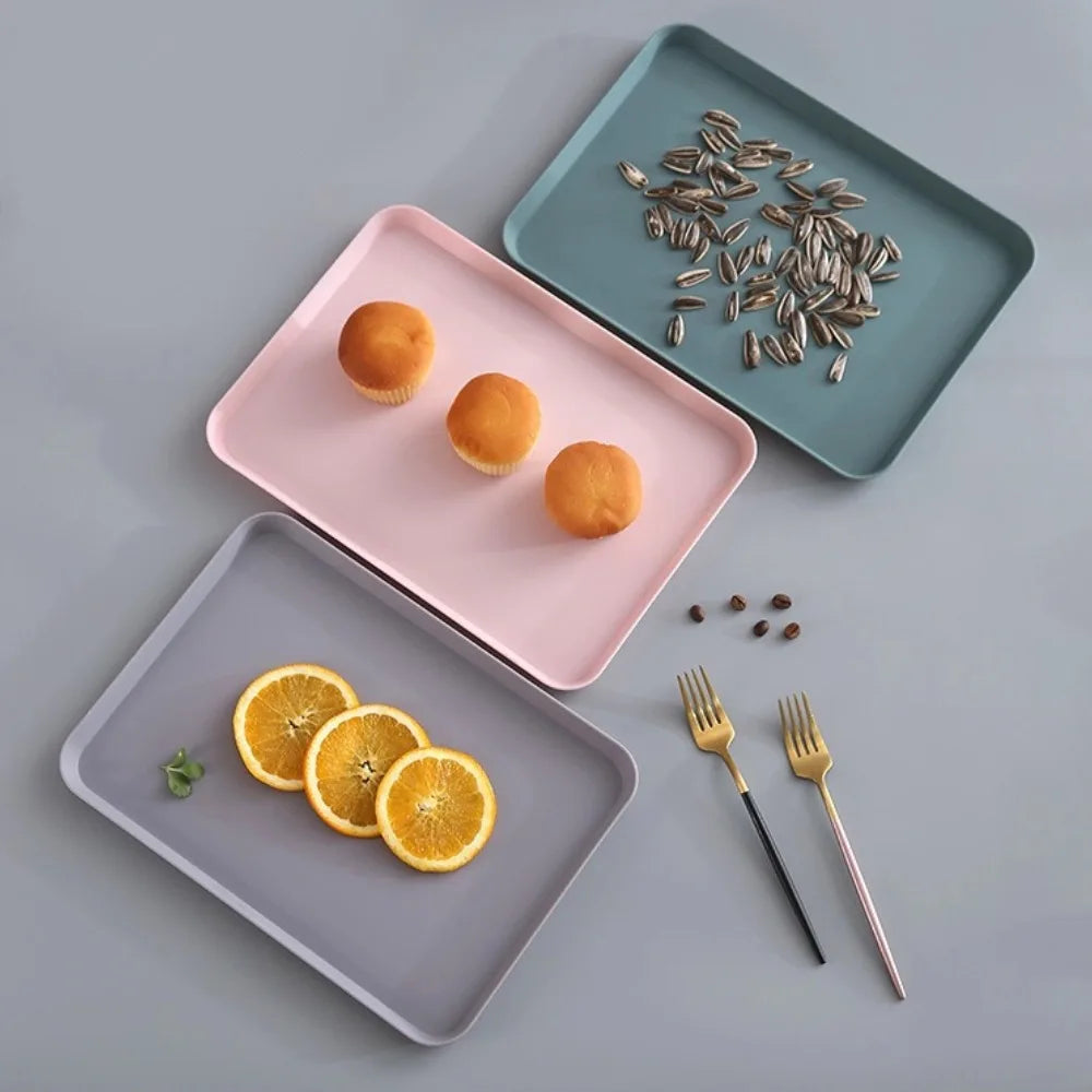 Nordic Rectangular Plastic Serving Tray Anti-Slip Pp Food