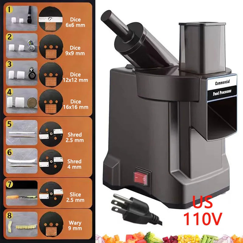 220v 3-In-1 Vegetable Cutter Dual Feeder Newly Upgraded