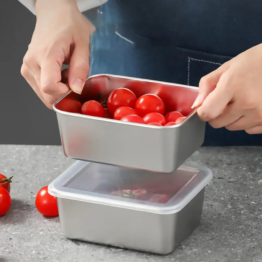 Stainless Steel Square Plate Thickened Lunch Bento Box