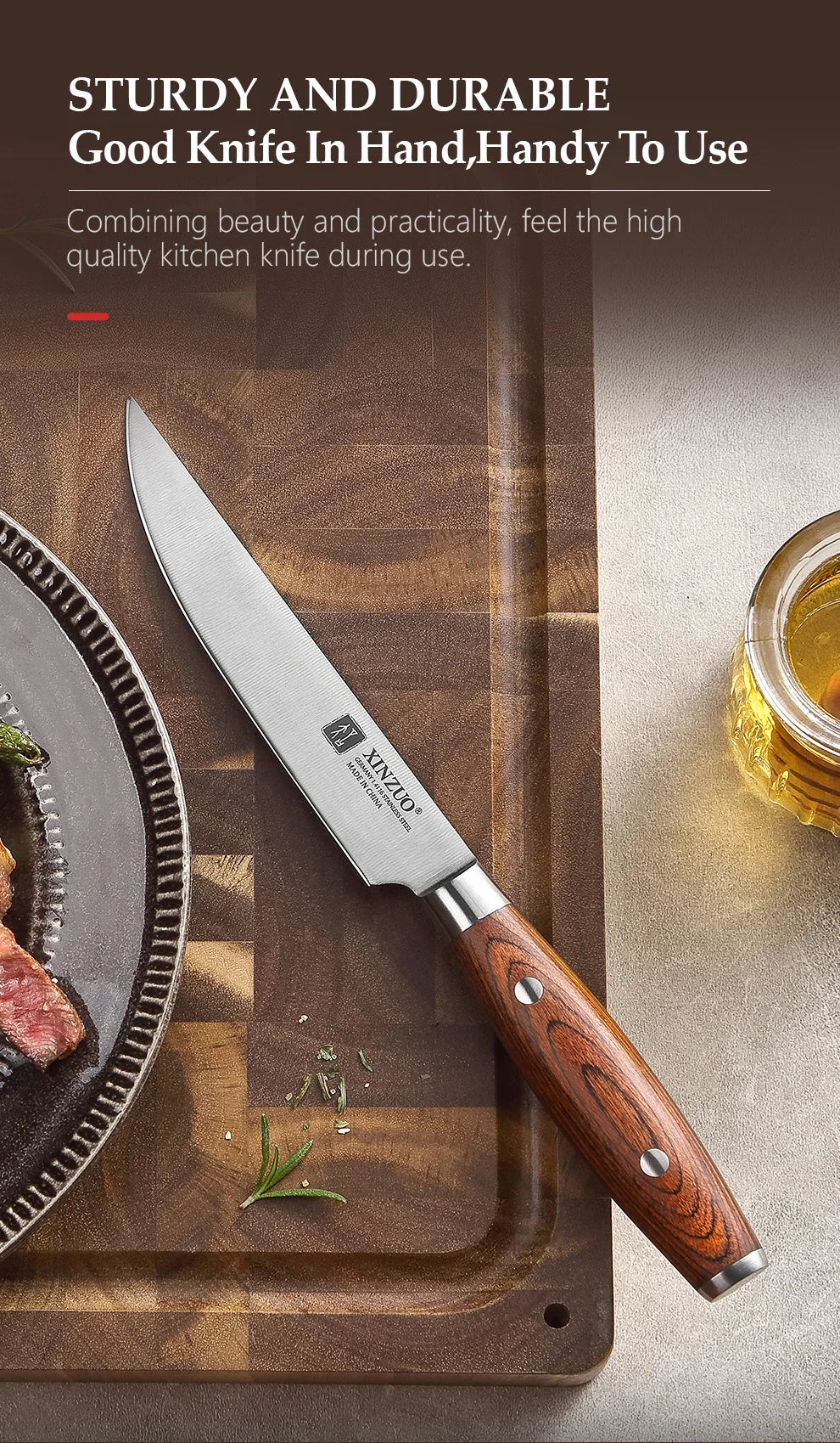 Xinzuo 1pc/4pcs Professional Knife Steak Knife Razor Sharp