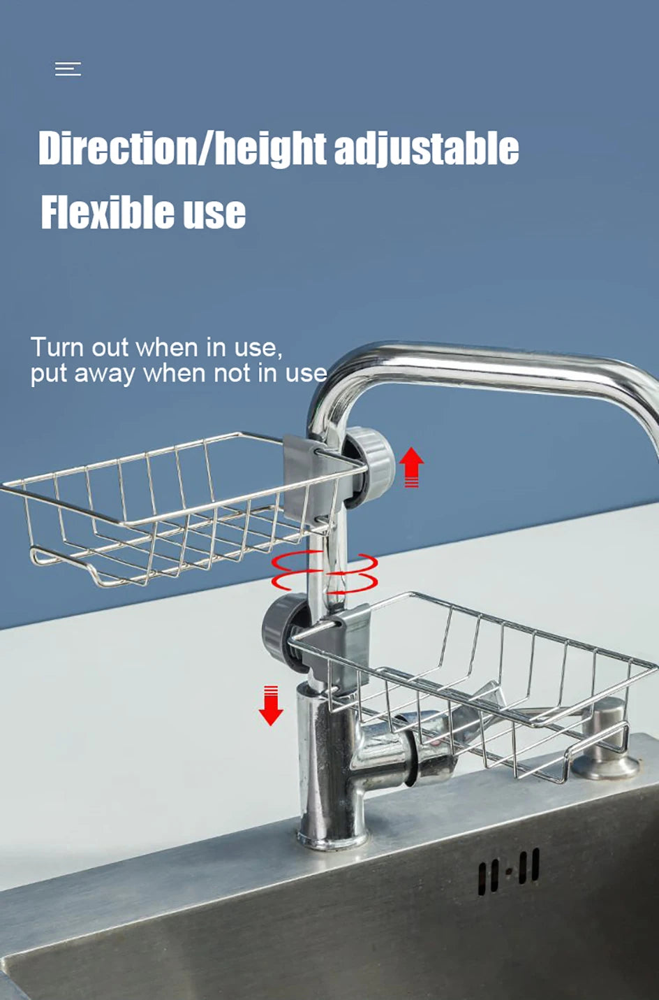 Sink Drain Rack Sponge Storage Flexible Faucet Holder