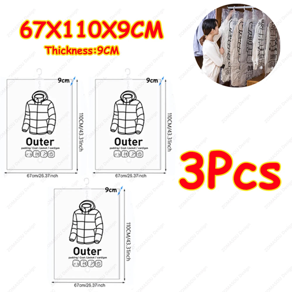 1-10pcs Hanging Vacuum Storage Bag Reusable Space Saver