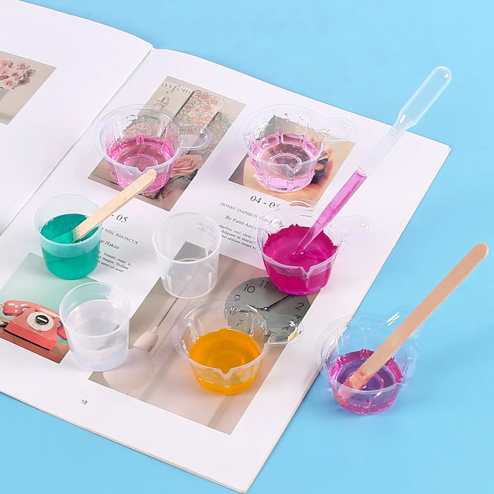 Resin Mixing Casting Kit Measuring Cups Wooden Sticks