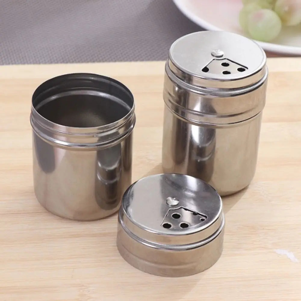 Stainless Steel Salt Sugar Bottle Rotating Cover Seasoning