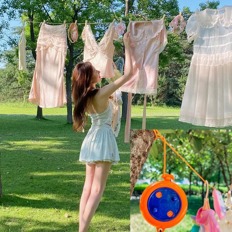 10m Retractable Clothesline Outdoor Travel Clothes Drying Rack