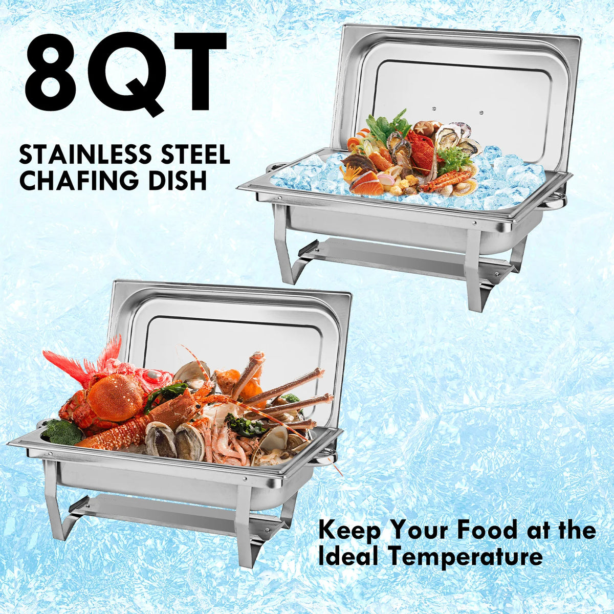2/4/6pack Chafing Dish Buffet Stainless Steel 8qt Food